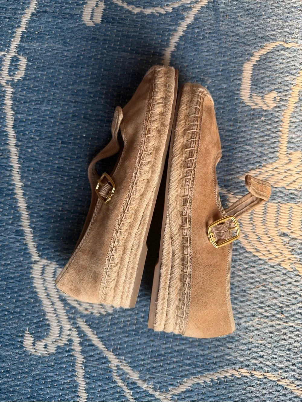 Sam Edelman Suede Espadrille Mary Jane Flats in Tan